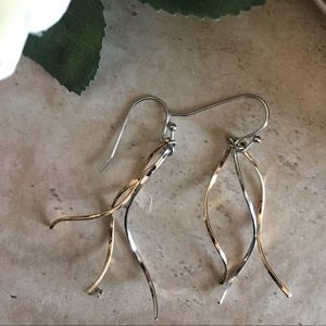 Lia Sophia silver and gold swirly dangle earrings
